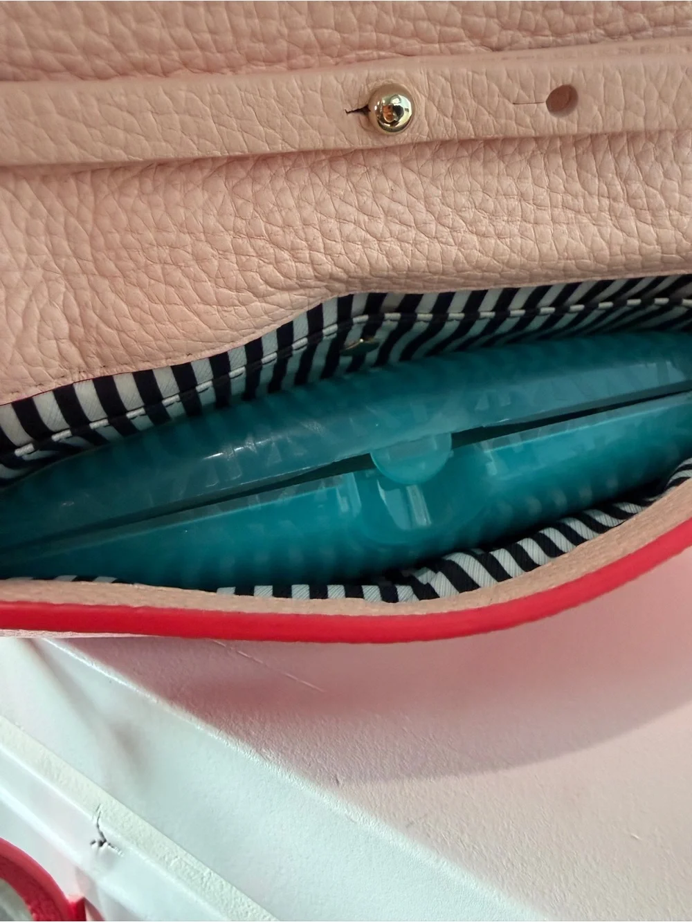 Kate Spade Eden Lane Jacinda Bow Detail Red/ Pink Leather Clutch Crossbody Bagu
